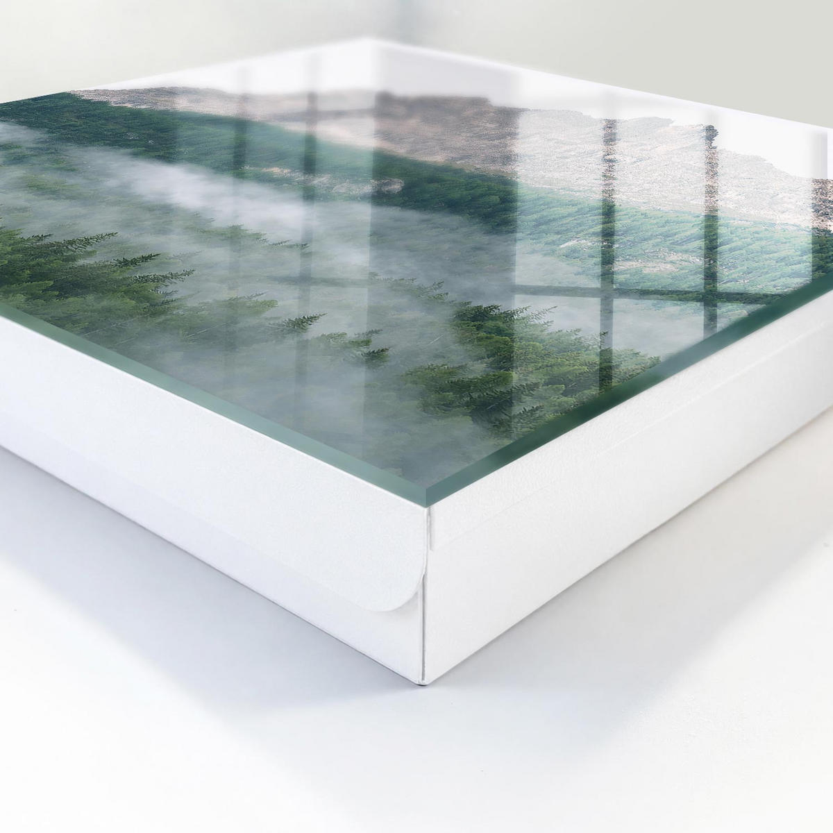 SCHLÜSSELBOX Weiß 30x30 cm – Türöffnung nach rechts - Bergpanorama - Grün, Metall (30/30/5cm) - TULUP