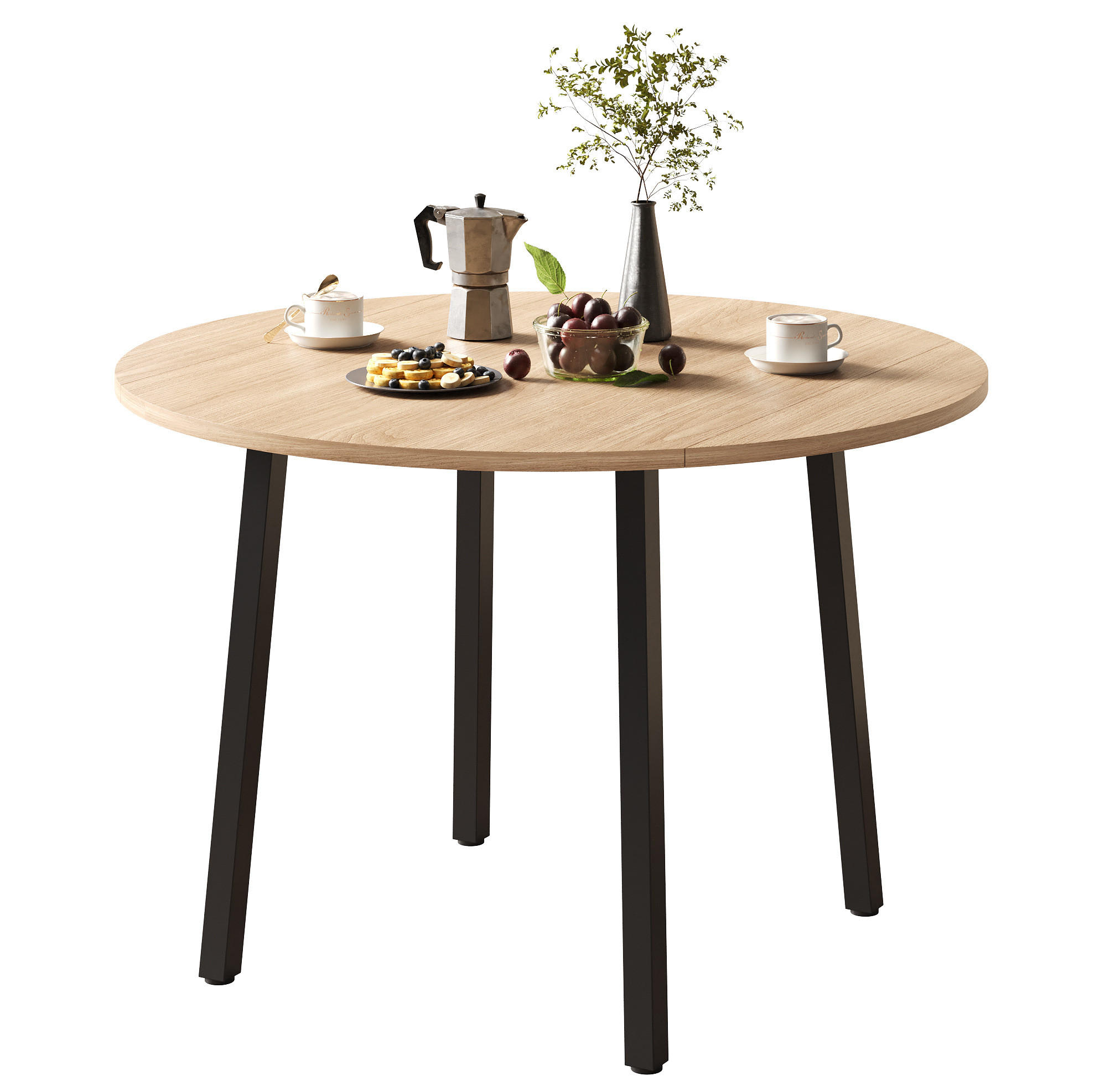 JEDÁLENSKÝ stôl, 100/100 cm, drevený materiál, dubová farba, rozkladací - farba duba, kompozitné drevo (100/100/75cm) - BEAOK
