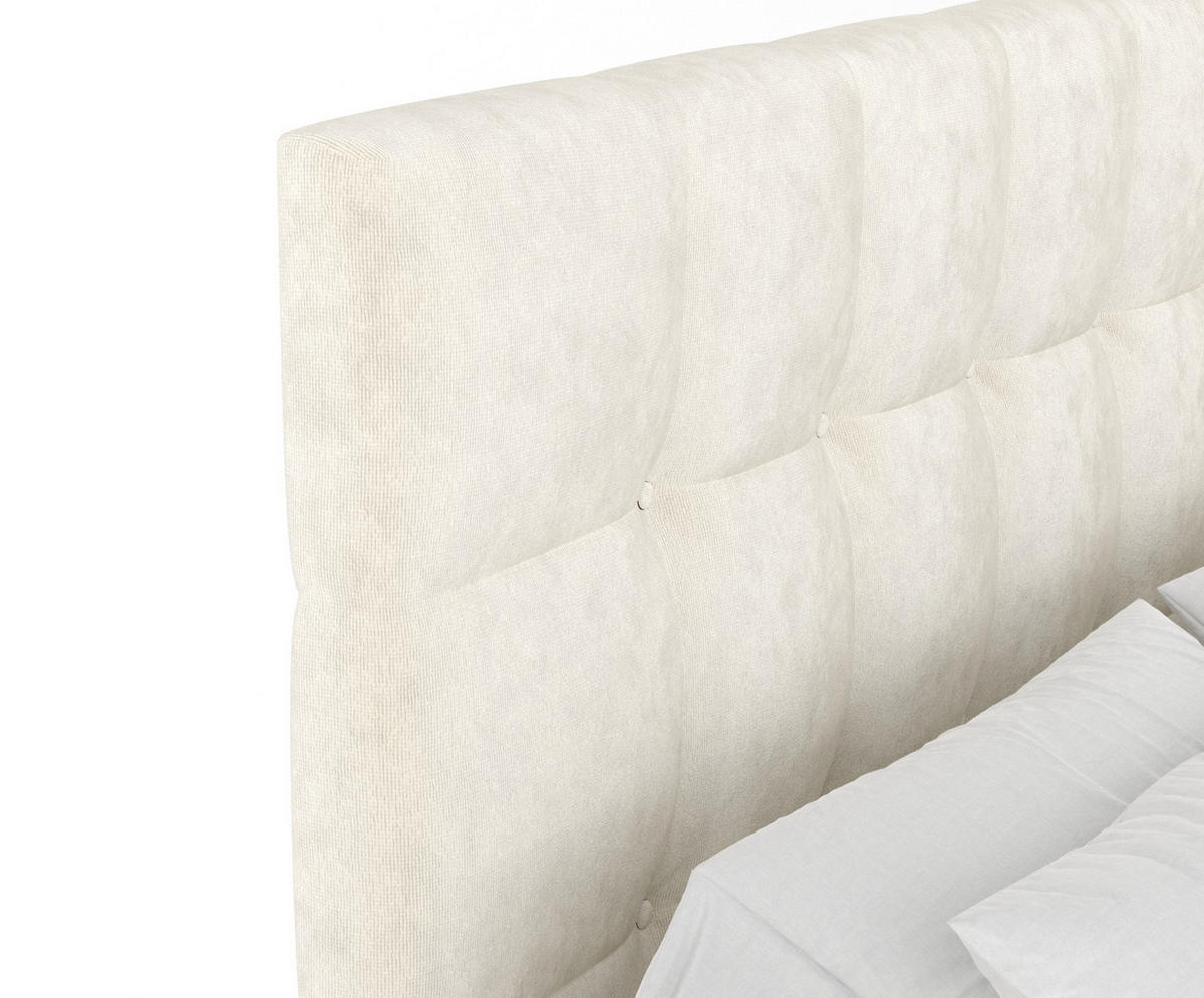 BOXSPRINGBETT Chanton Creme 200/200 cm mit Latex-Topper - Silberfarben/Creme, Holz/Holzwerkstoff (200/200cm) - Maison de Reve