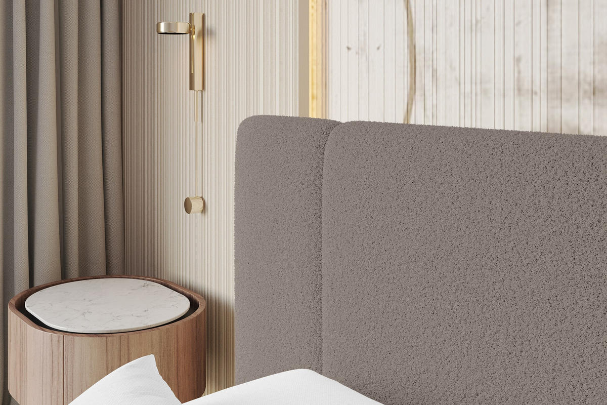 POLSTERBETT mit Bettkasten und Lattenrost, Boxbett ohne Matratze - TEVO 140x200 Braun - Braun, Holzwerkstoff/Textil (140/200cm) - ALTDECOR