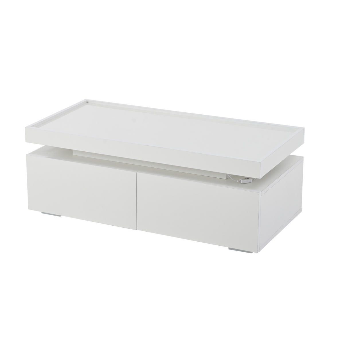 COUCHTISCH mit LED 95 x 45 x 35 cm Hochglanz Weiß - Weiß, Holzwerkstoff (95/45/35cm) - Meubliv
