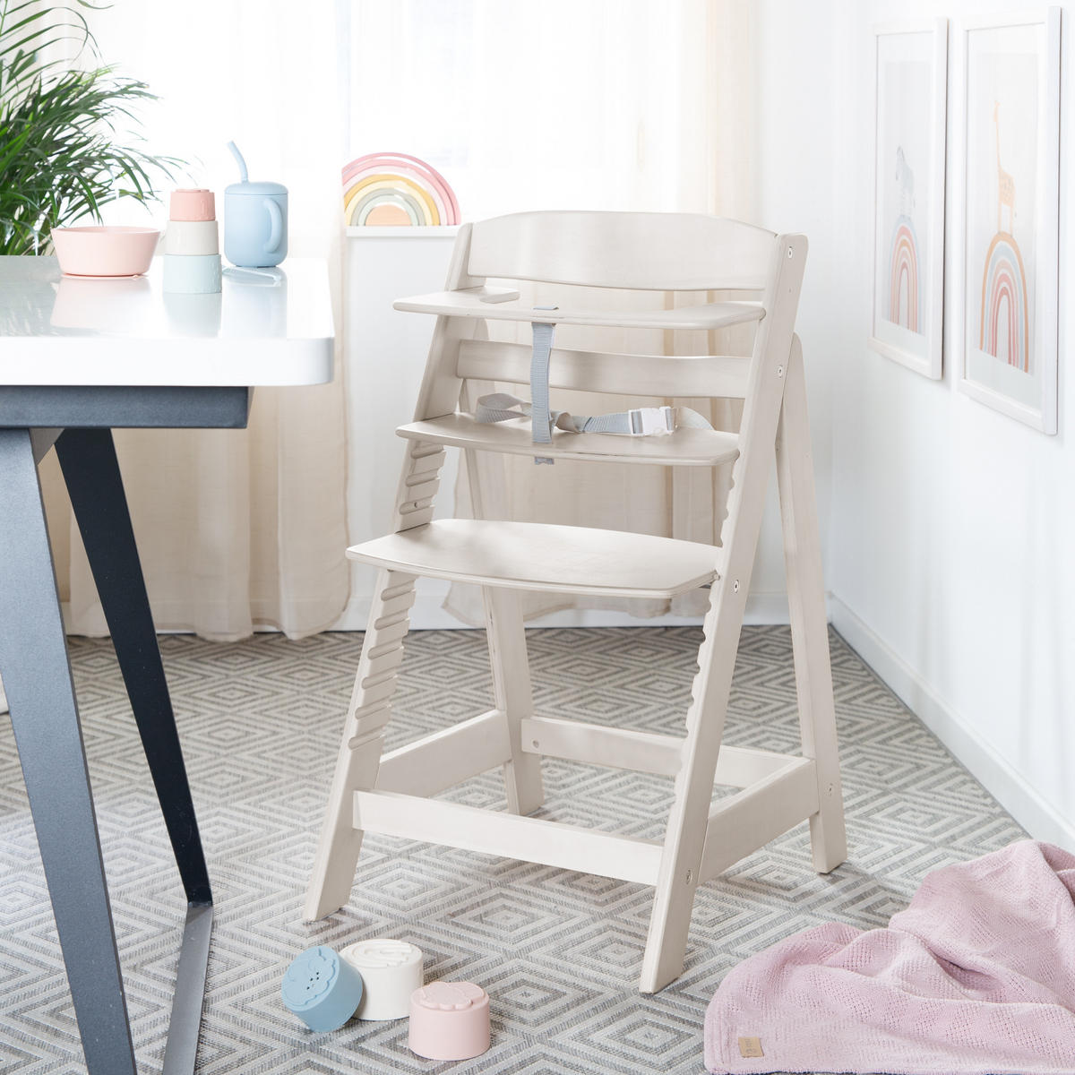 KINDERHOCHSTUHL Sit Up Flex Natur-Grau - Hellgrau, Holzwerkstoff (44.5/80/54cm) - Roba