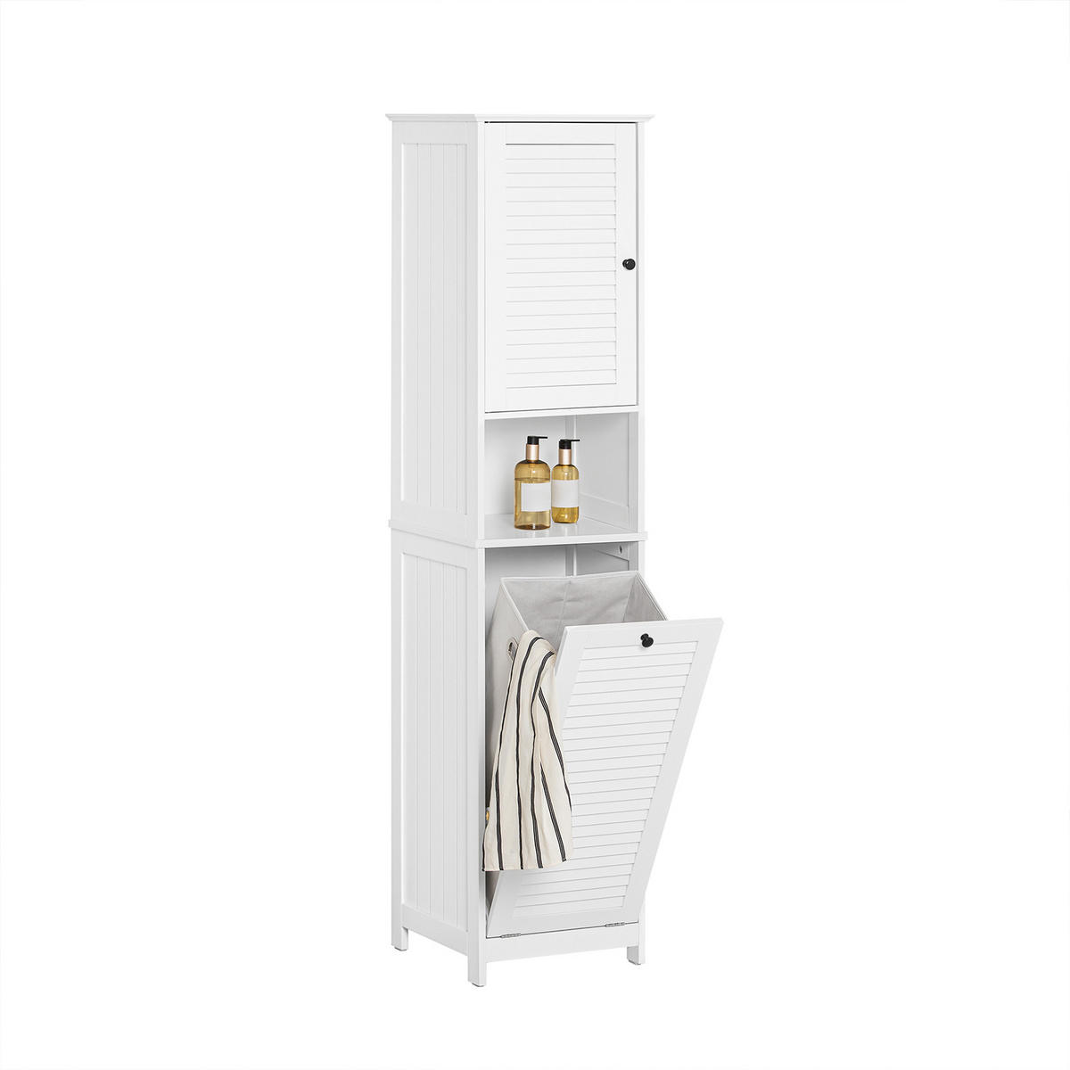 HOCHSCHRANK mit Wäschesack - Weiß, Holz/Holzwerkstoff (40/170/38cm) - SoBuy
