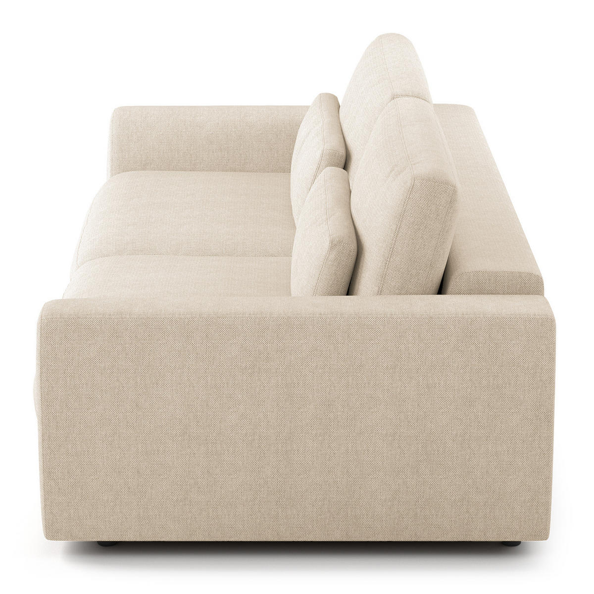 3-SITZER SOFA - Beige/Schwarz, Kunststoff/Textil (252/80/117cm) - home24