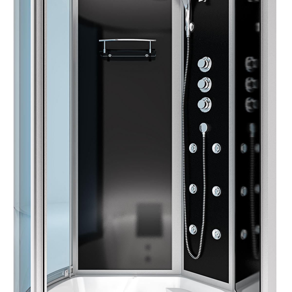 WHIRLPOOL Wanne Duschkabine sw K50-R32-WP-EC 100x1 - Schwarz, Glas/Kunststoff (170/225/98cm) - AcquaVapore by Sandra Jentho