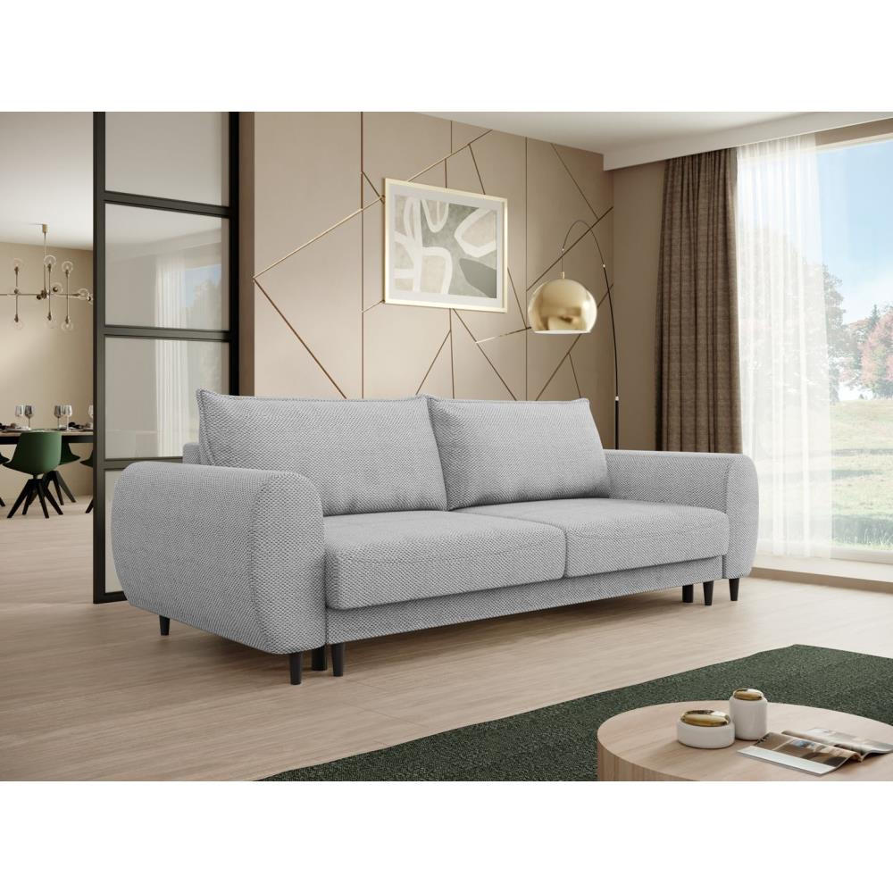 3-SITZER SCHLAFSOFA Cortez hellgrau - Hellgrau/Schwarz, Textil (251/76/95cm) - Beautysofa