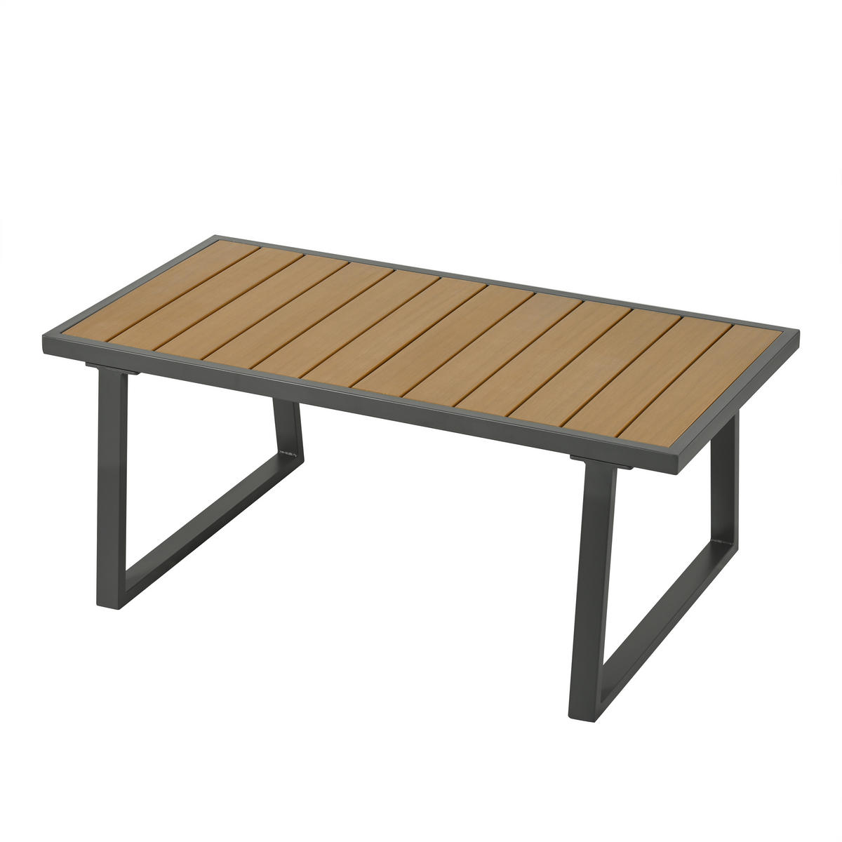 GARTENMÖBEL beige aus verzinktem Stahl mit Kunststoffholz-Tisch - Beige, Textil - Modfu