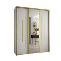 SCHWEBETÜRENSCHRANK 235,2/200/45 3-türig - Goldfarben/Weiß, Holz/Metall (200/235/45cm) - Abiks Möbel
