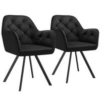 ARMLEHNSTUHL Samt Drehbarer 2er Set Lucia 58 x 58 x 87 cm schwarz - Schwarz, Kunststoff (58/87/58cm) - tectake