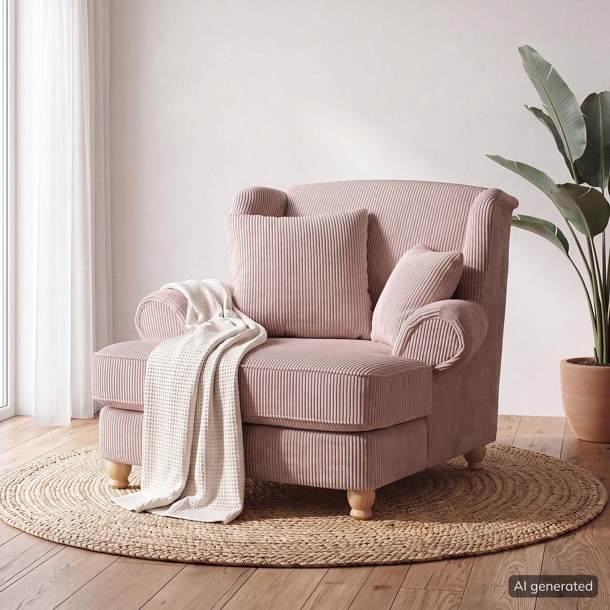 XXL SESSEL - Cord - Mauve, Holz/Textil (135/100/128cm) - home24