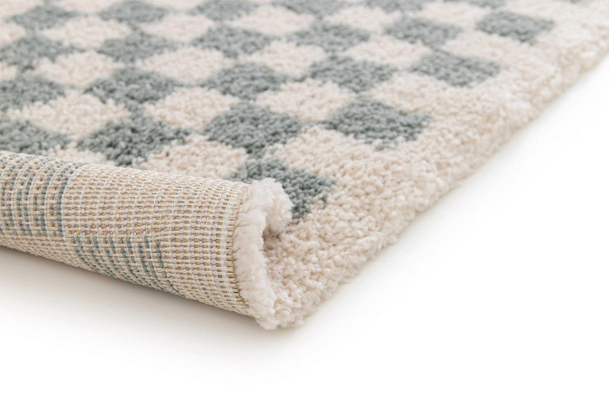 TEPPICH kariert langflorig weich voluminös grün - Grün, Textil (80/150cm) - AFK Living