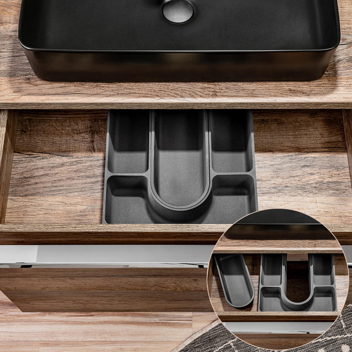 BADMÖBEL-SET 6-TLG. Puebla-56 - Braun, Holzwerkstoff (180/60/46cm) - Lomado