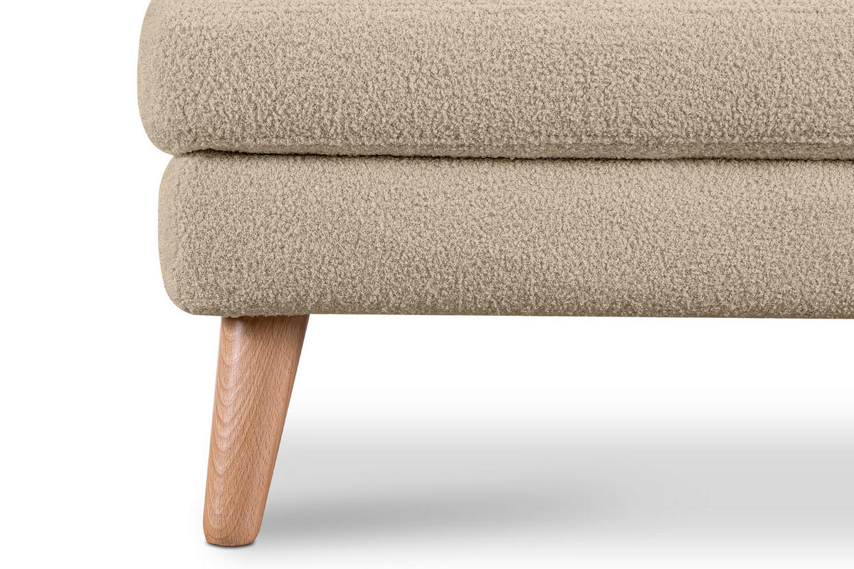 SITZHOCKER TAGIO Pouffe, Hellbeige - Beige/Braun, Buchenholz/Textil (65/46/80cm) - KONSIMO®