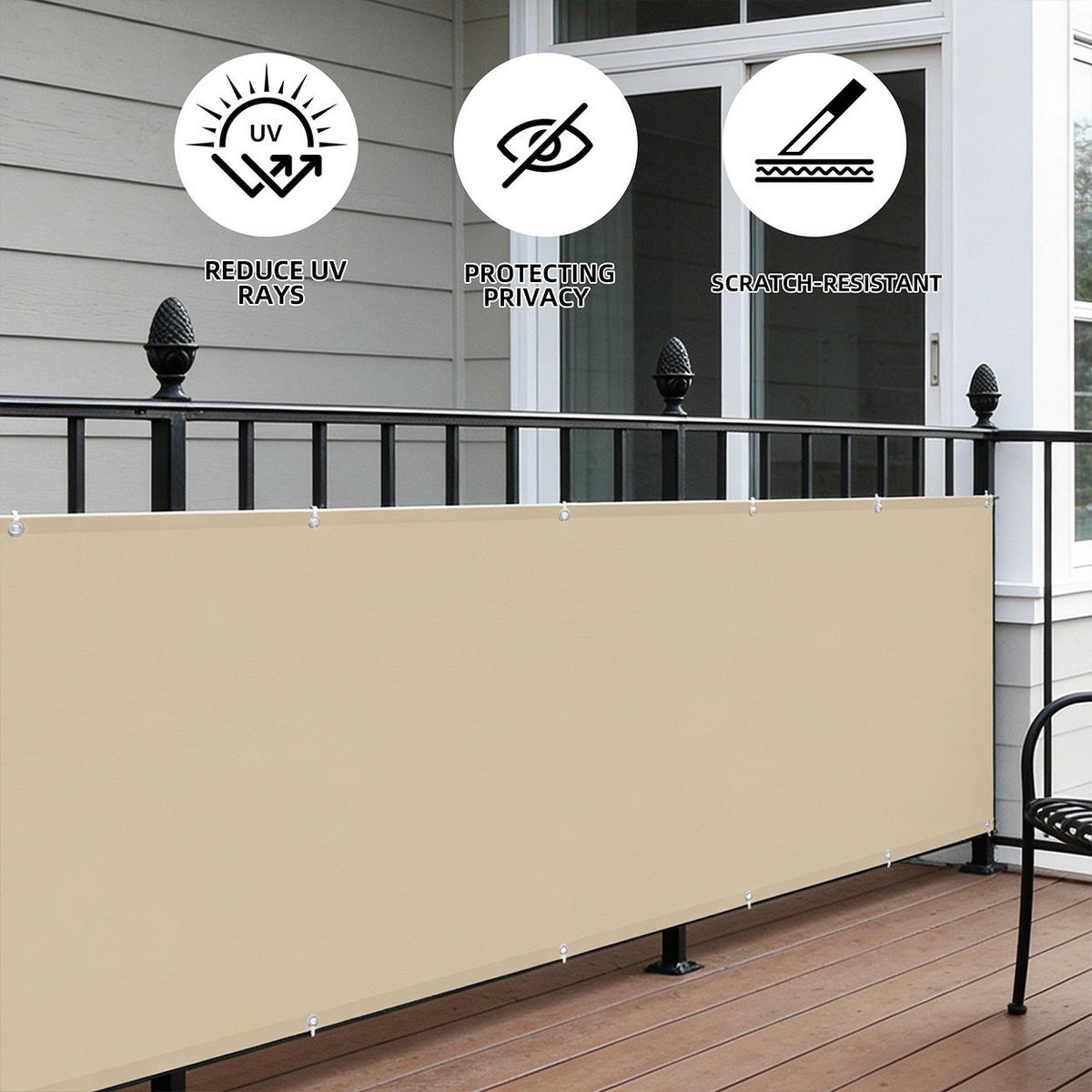 BALKONSICHTSCHUTZ Beige 300/90 cm - Beige, Textil (90cm) - Authentics