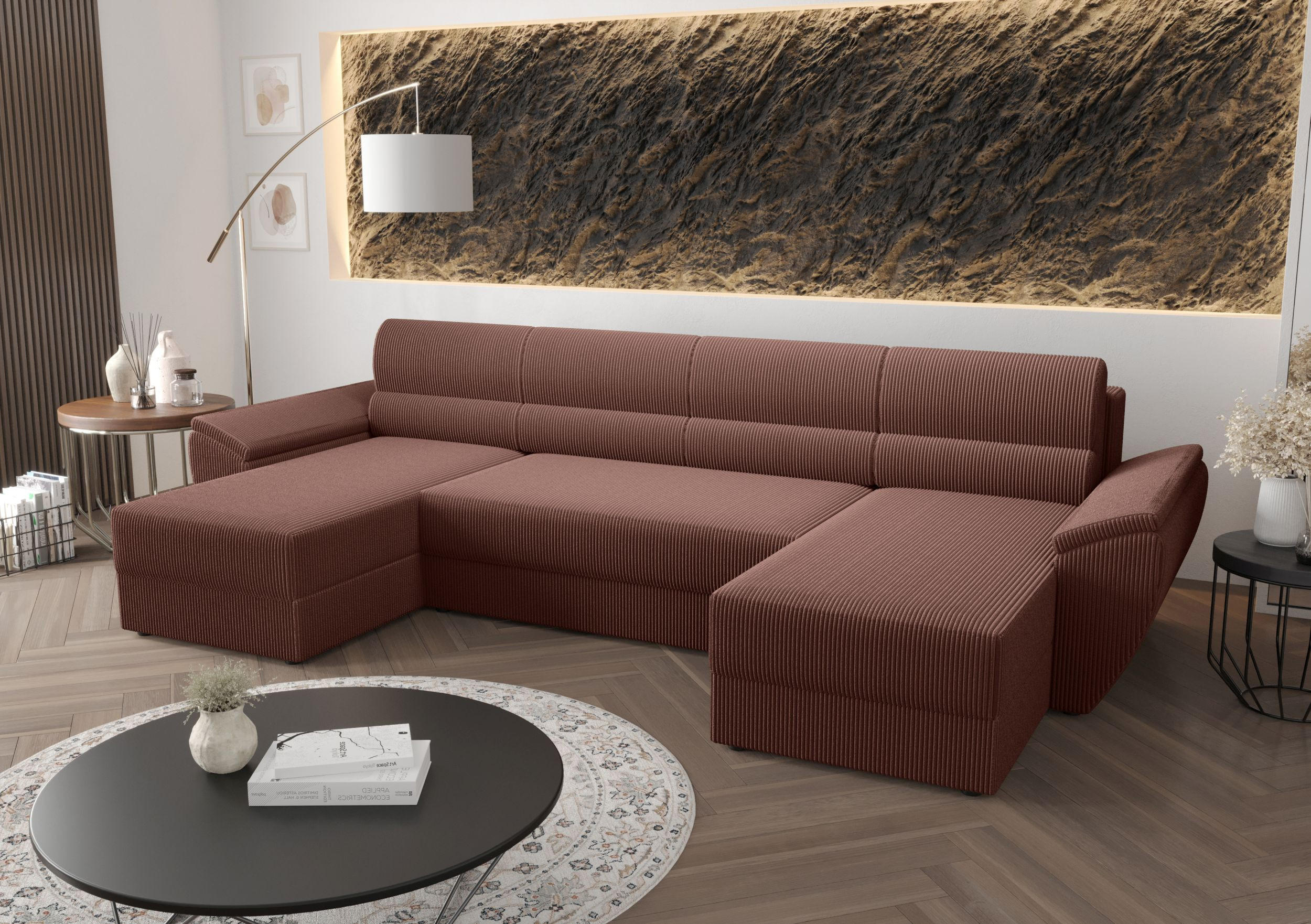 ECKSOFA REBIU2 Poso 29 mit Schlaffunktion - Braun, Textil (326/86/140cm) - Bedante