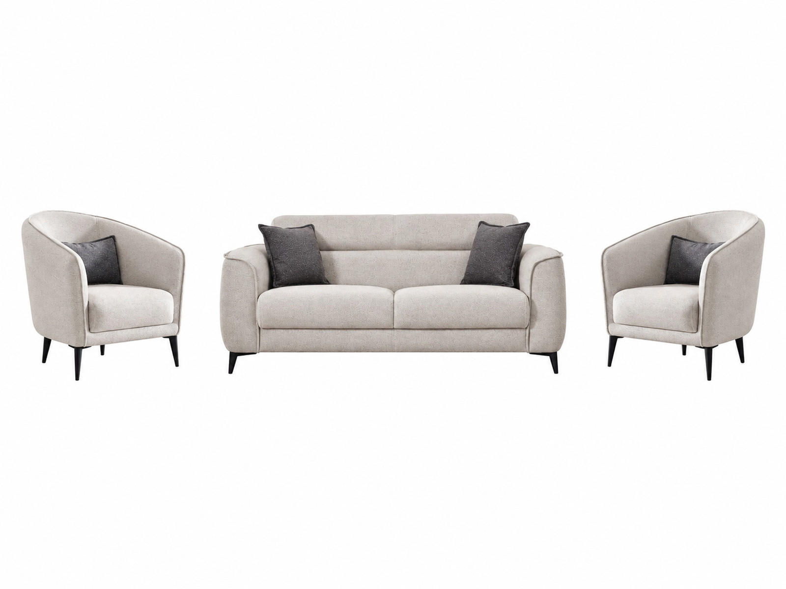 SITZGARNITUR Acapulco, Beige Stellvariante 2+1+1 - Beige, Holzwerkstoff/Kunststoff (174/87/98cm)
