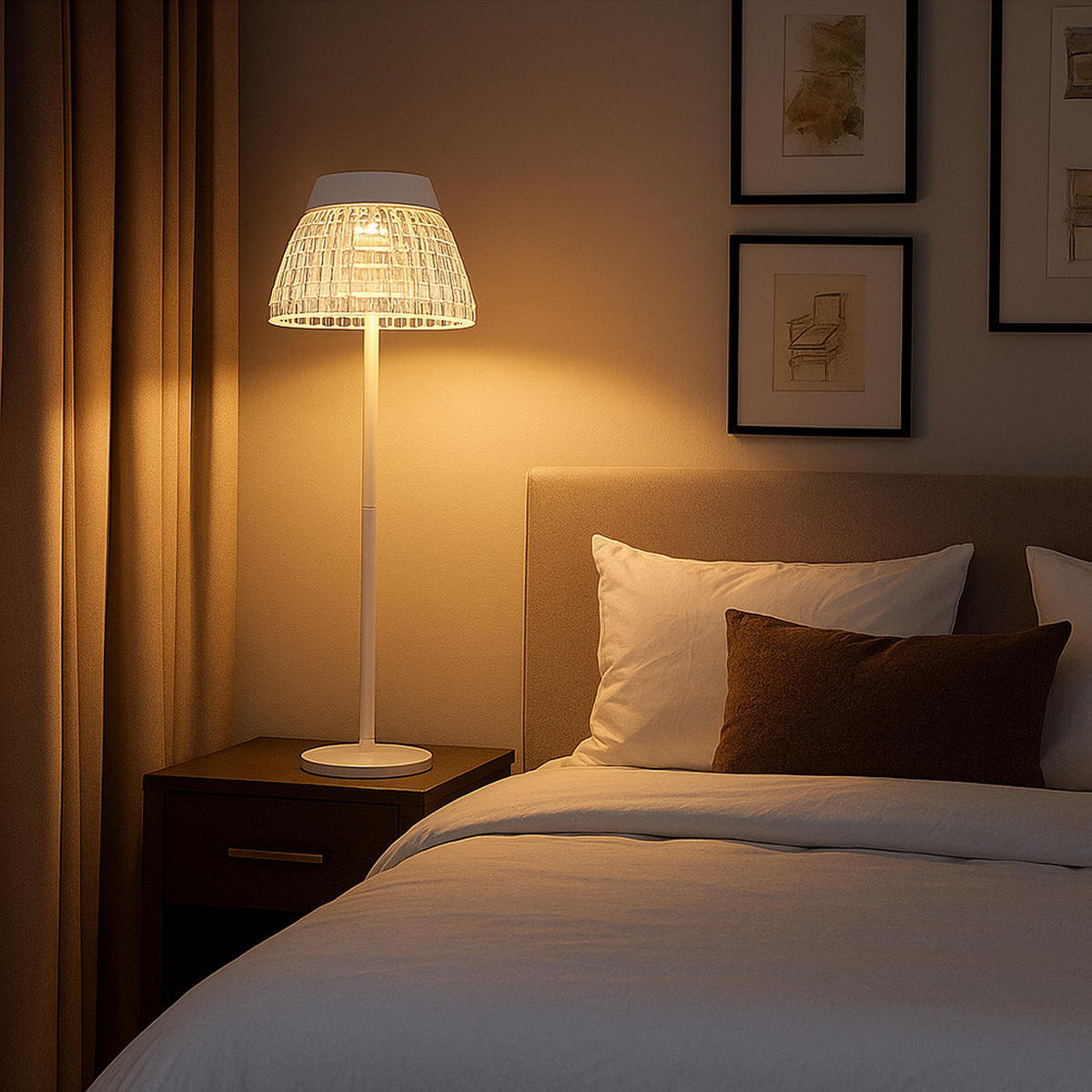 LED TISCHLEUCHTE Lora Weiß Acrylkristalle - Weiß, Metall (13.5/13.5/38cm) - Globo Lighting