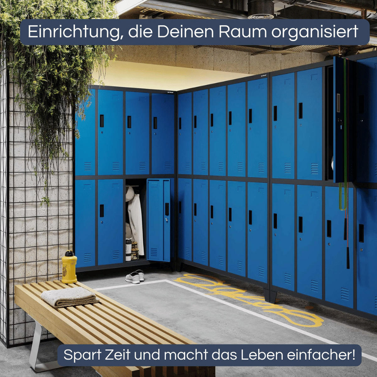 UMKLEIDESCHRANK Spind BERLIN 10 Abteile 172x136x45cm Anthrazit-Blau - Anthrazit, Metall (136/172/45cm) - DELUKE