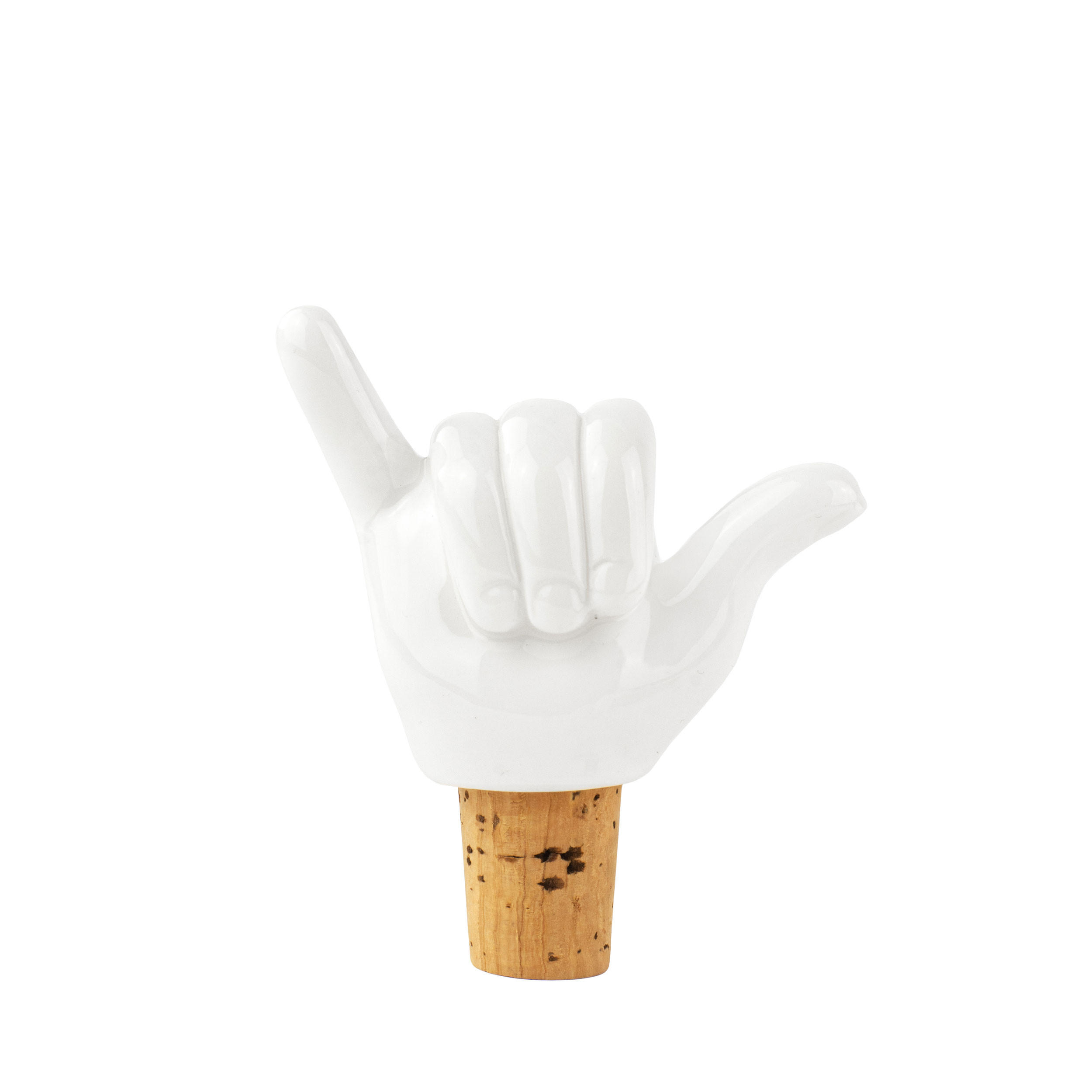 FLASCHENVERSCHLUSS Hang Loose, Porzellan, Kork, Weiß - Weiß, Keramik (3/8.2/7cm) - Donkey Products