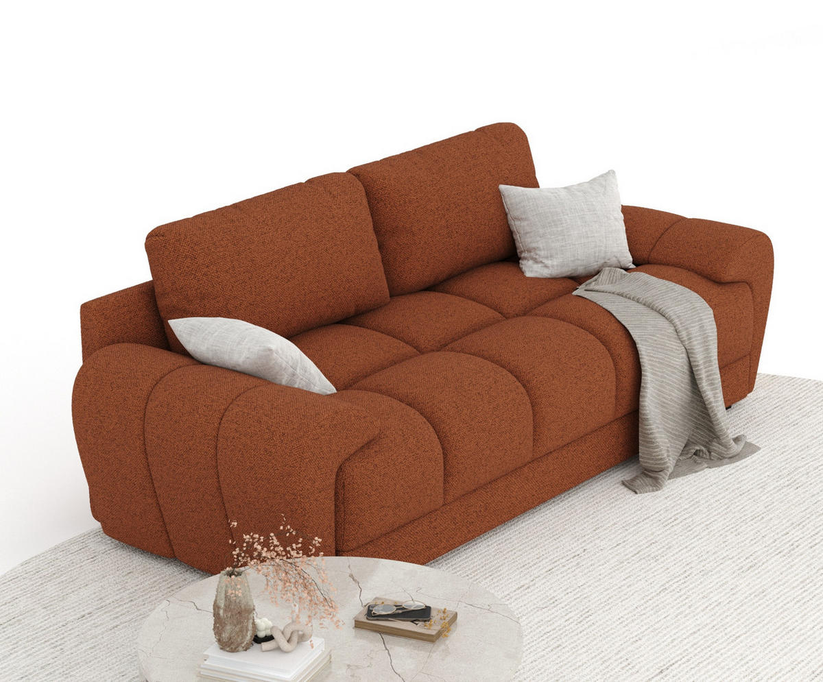 3-SITZER SOFA Peebles Kupferfarbe Webstoff - Schwarz/Kupferfarben, Holz/Holzwerkstoff (244/90/101cm) - Maison de Reve