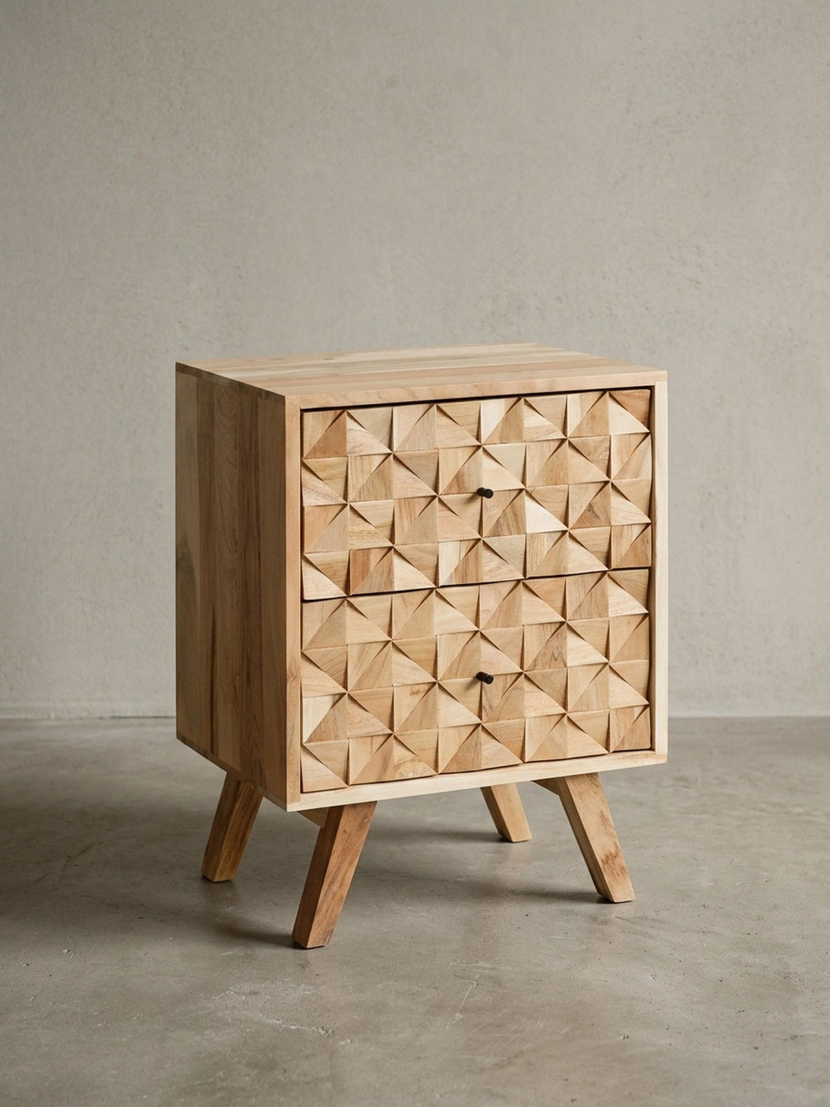 NACHTTISCH – Massivholz, 2 Schubladen, handgefertigt, moderner Landhausstil - Beige, Holz/Metall (44/61/35cm) - KADIMA DESIGN
