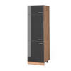 KÜHLUMBAUSCHRANK R-Line Anthrazit Hochglanz 60 cm - Honigeiche/Schwarz Hochglanz, Holzwerkstoff (60/206.8/57.2cm) - Vicco