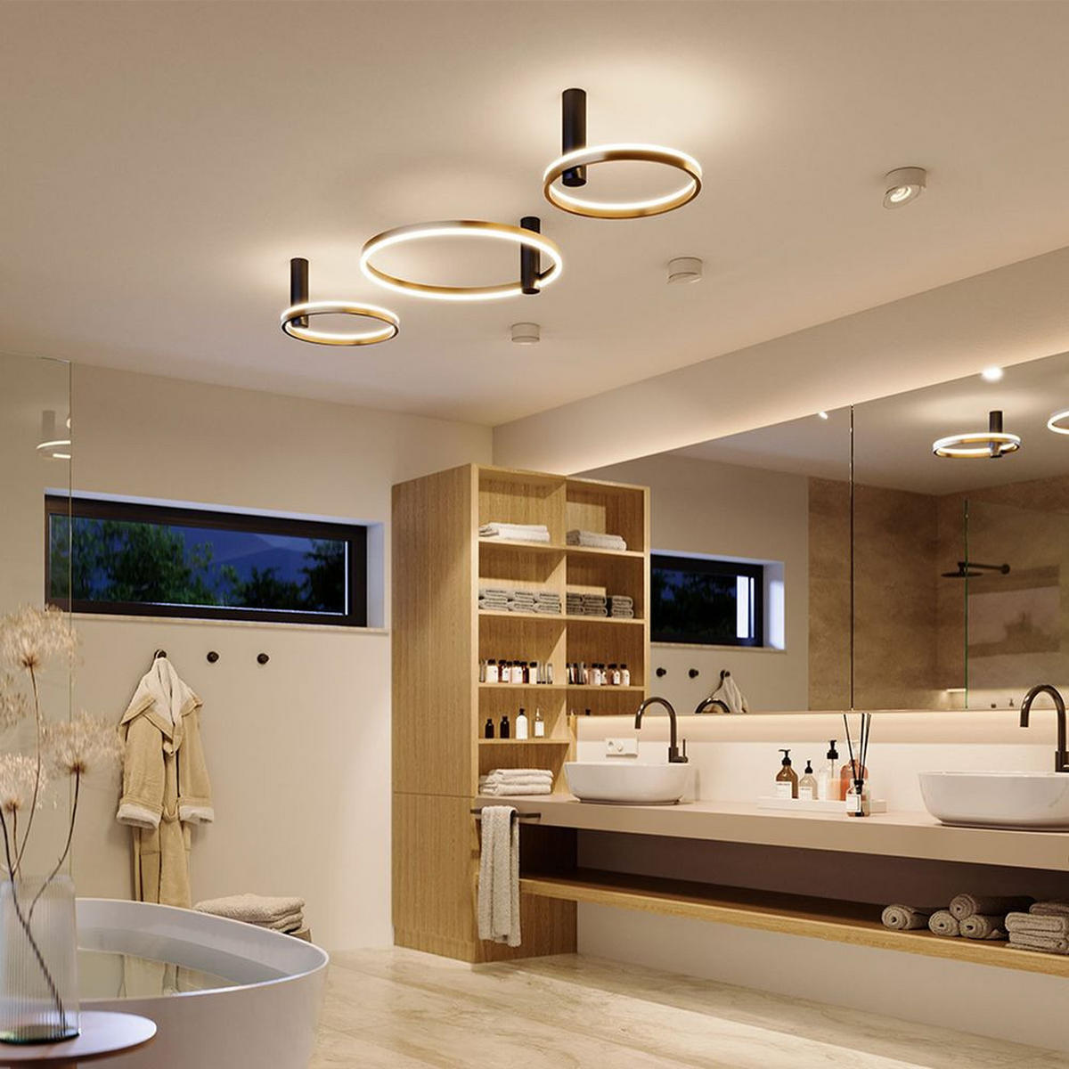 LED-DECKENLAMPE Ring Air Schwarz/Gold Ø 60cm - Goldfarben/Schwarz, Metall (60/60/3.3cm) - s.luce