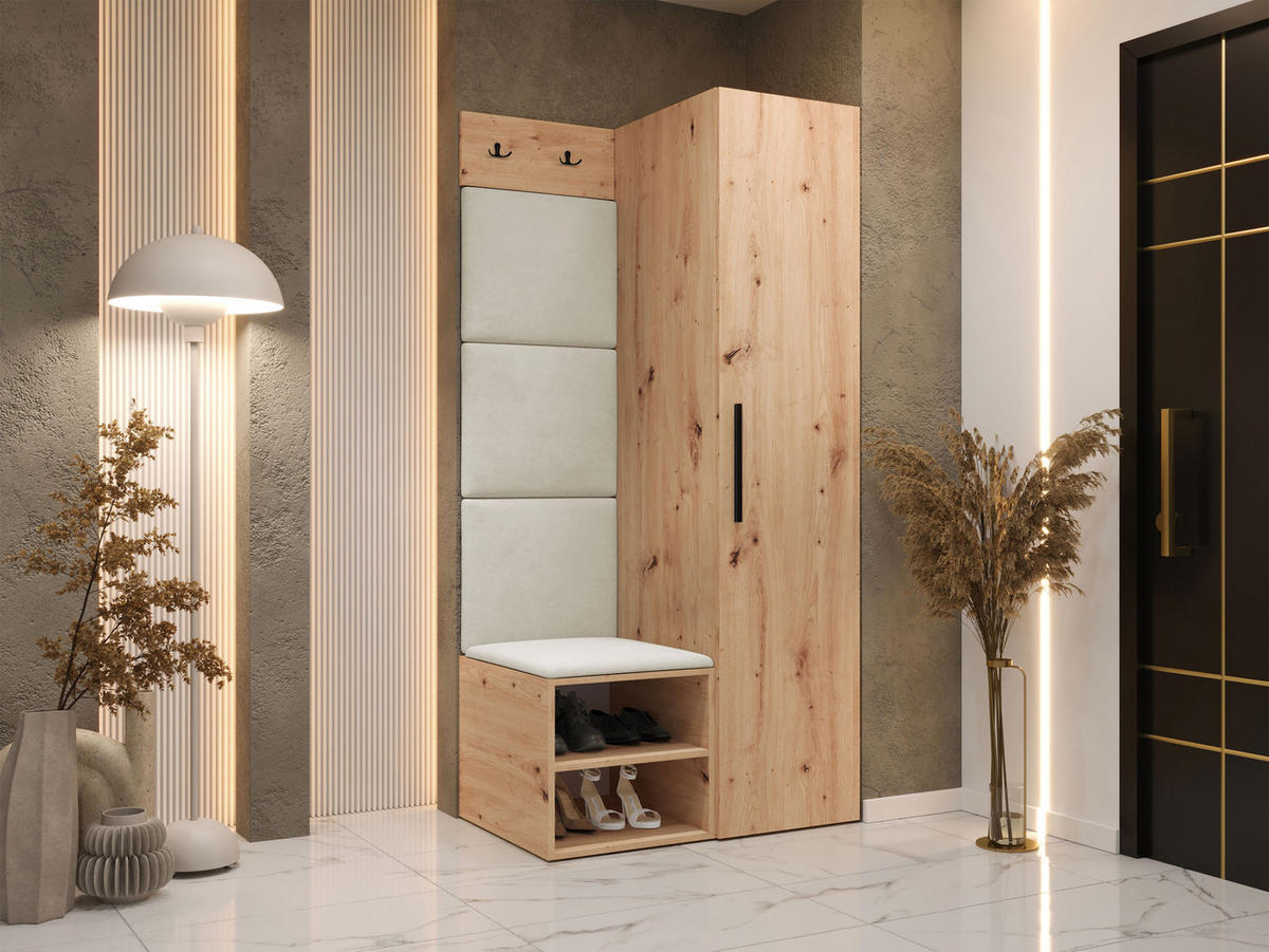 GARDEROBEN-SET Medi III - Beige/Schwarz, Holzwerkstoff/Kunststoff (40/191/50cm) - MIRJAN24