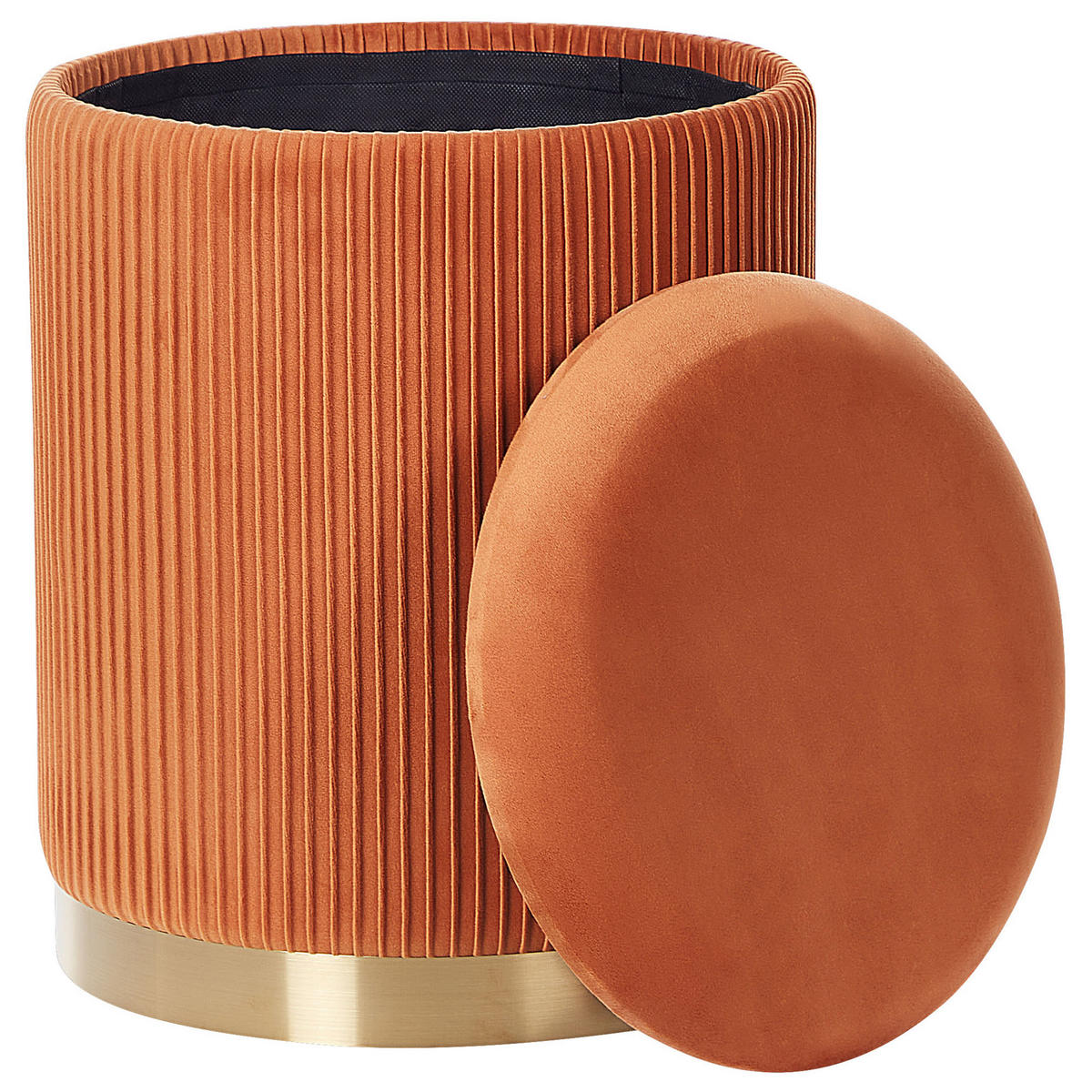 POUF 2er-Set-Orange Miramar - Goldfarben/Orange, Textil (31/44/31cm) - Beliani