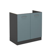 SPÜLENUNTERSCHRANK R-Line Blau-Grau 80 cm ohne AP - Anthrazit/Blaugrau, Holzwerkstoff (80/81.6/46cm) - Vicco