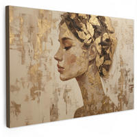 SLIKA NA PLATNU Portret 30x20 cm - zlate barve, tekstil (30/20cm) - MuchoWow
