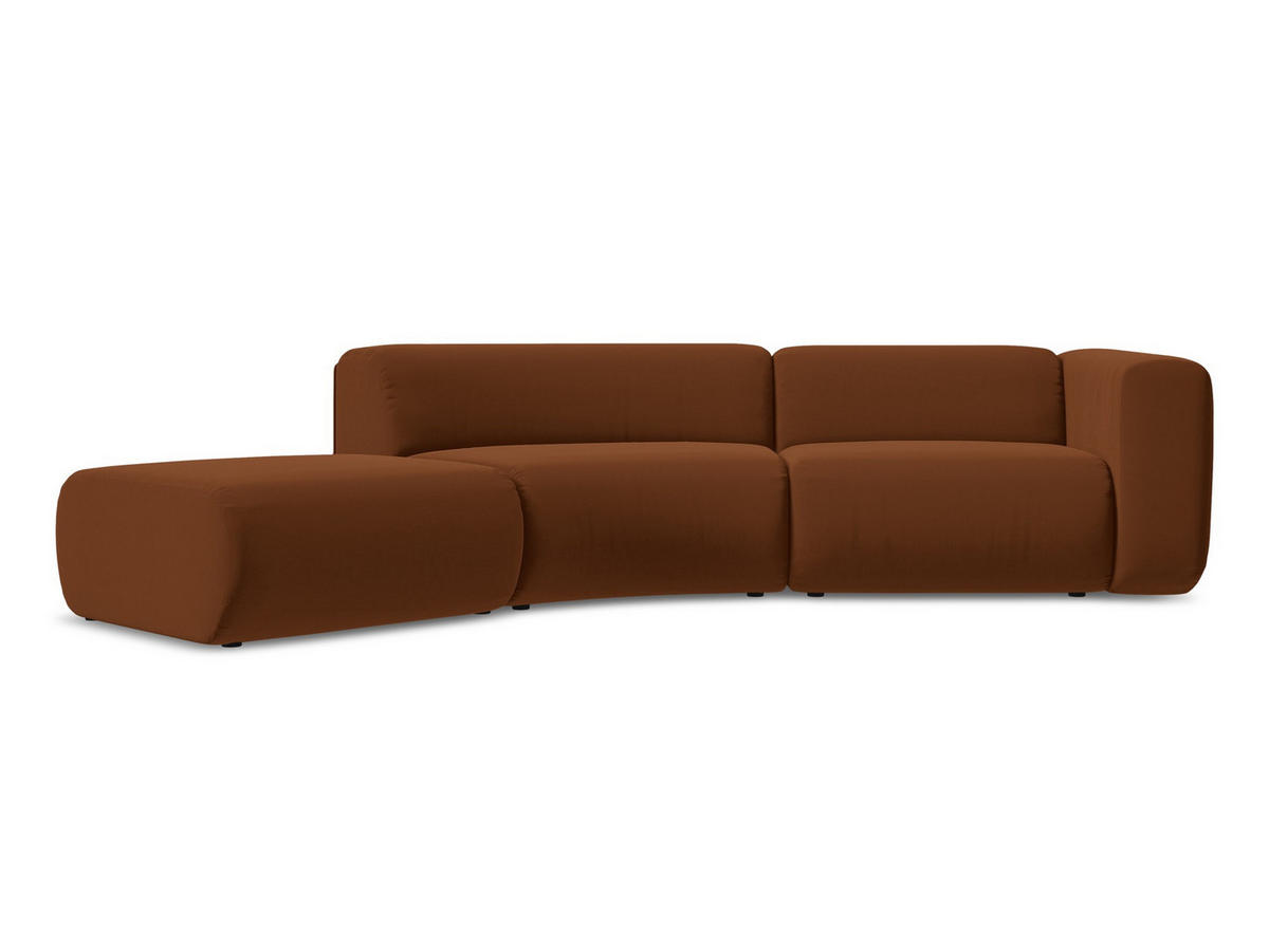4-SITZER-SOFA Samt Stoff Orange - Terracotta/Schwarz, Kunststoff/Textil (335/70/166cm) - Makamii