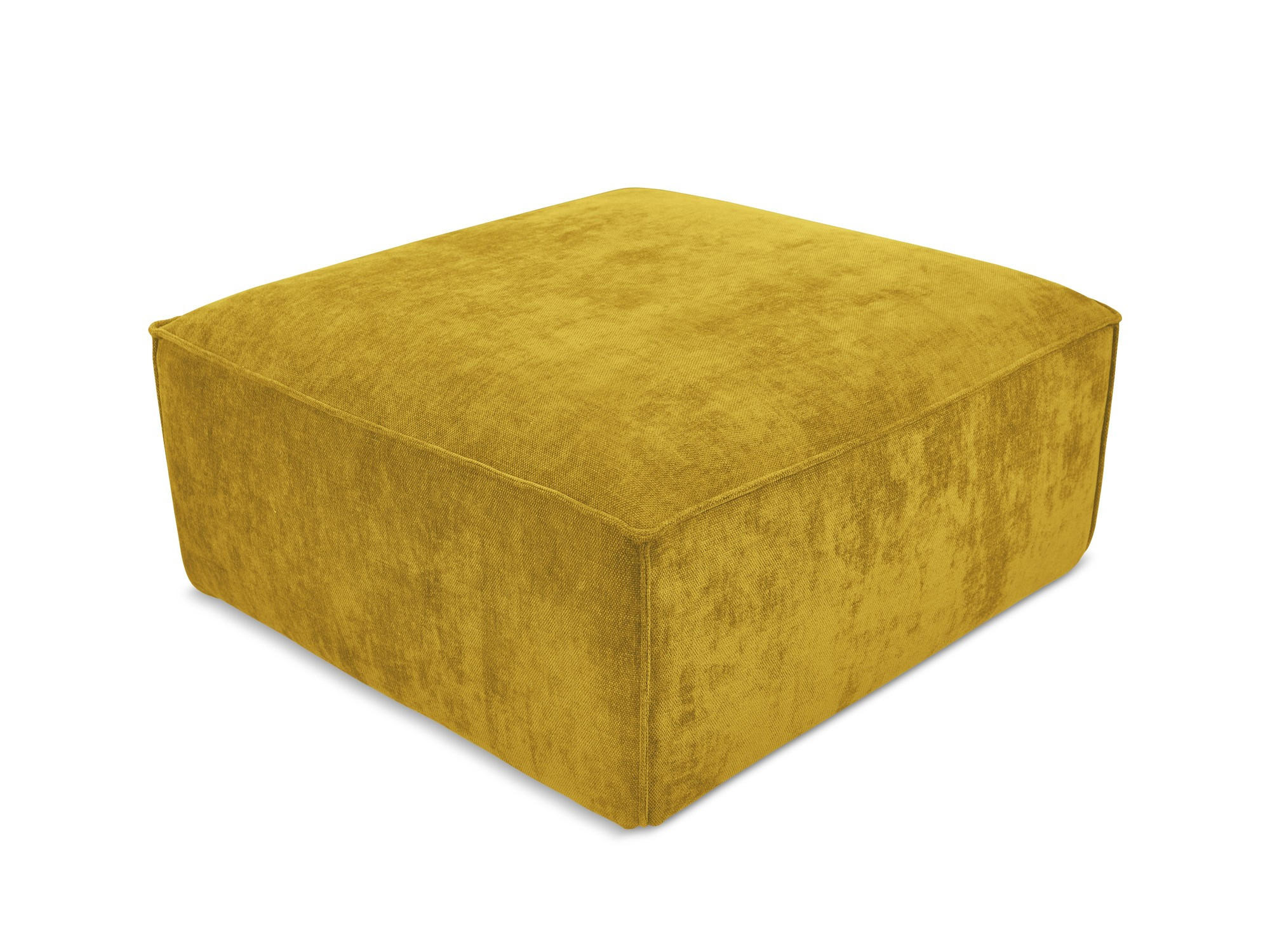 POUF Chenille Stoff Gelb - Currygelb/Schwarz, Holzwerkstoff/Kunststoff (87/46/87cm) - Makamii