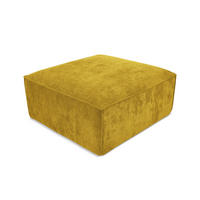 POUF Chenille Stoff Gelb - Currygelb/Schwarz, Holzwerkstoff/Kunststoff (87/46/87cm) - Makamii