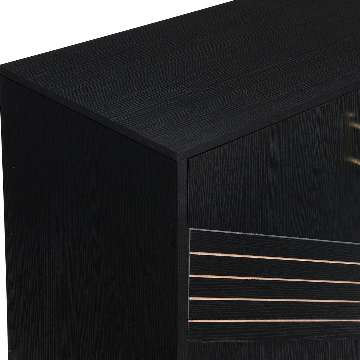 SIDEBOARD aus MDF 160x40x80,5 cm Schwarz mit Holzmaserung, 4 Türen und verstellbaren Einlegeböden - Schwarz, Holzwerkstoff (160/80.5/40cm) - IVMEU