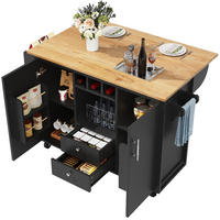 KÜCHENINSEL mit klappbarer Arbeitsplatte, Weinregal und Gewürzregal, Weiß-Schwarz, 137,9/73/92 cm - Schwarz, Kunststoff (73/92.5/137.9cm) - Rolipo