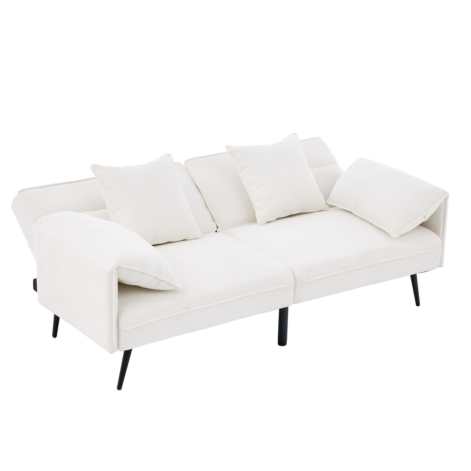 SCHLAFSOFA 2-Sitzer, Stoff mit 3-fach verstellbarer Rückenlehne, 167,5/73/70 cm, Weiß - Weiß, Textil (73/70/167.5cm) - Redom