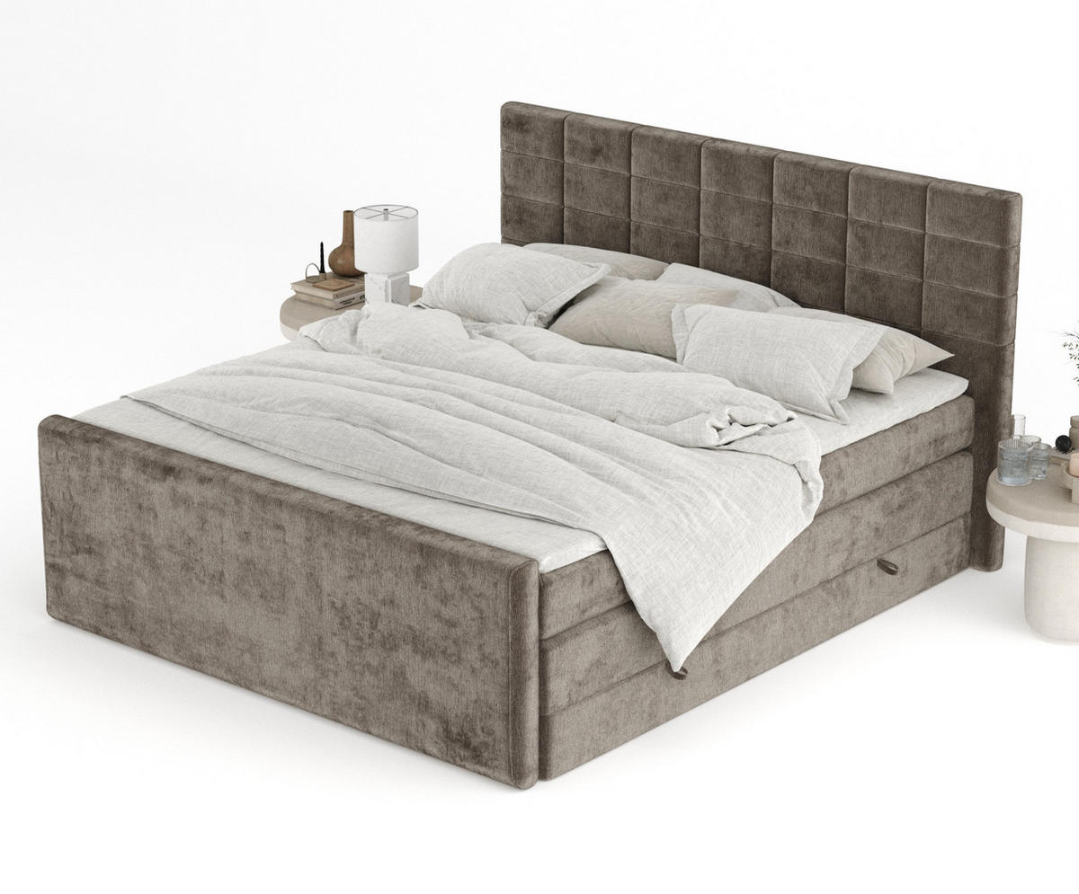 BOXSPRINGBETT Ava Braun 200/200 cm - Schwarz/Braun, Holz/Holzwerkstoff (200/200cm) - Maison de Reve