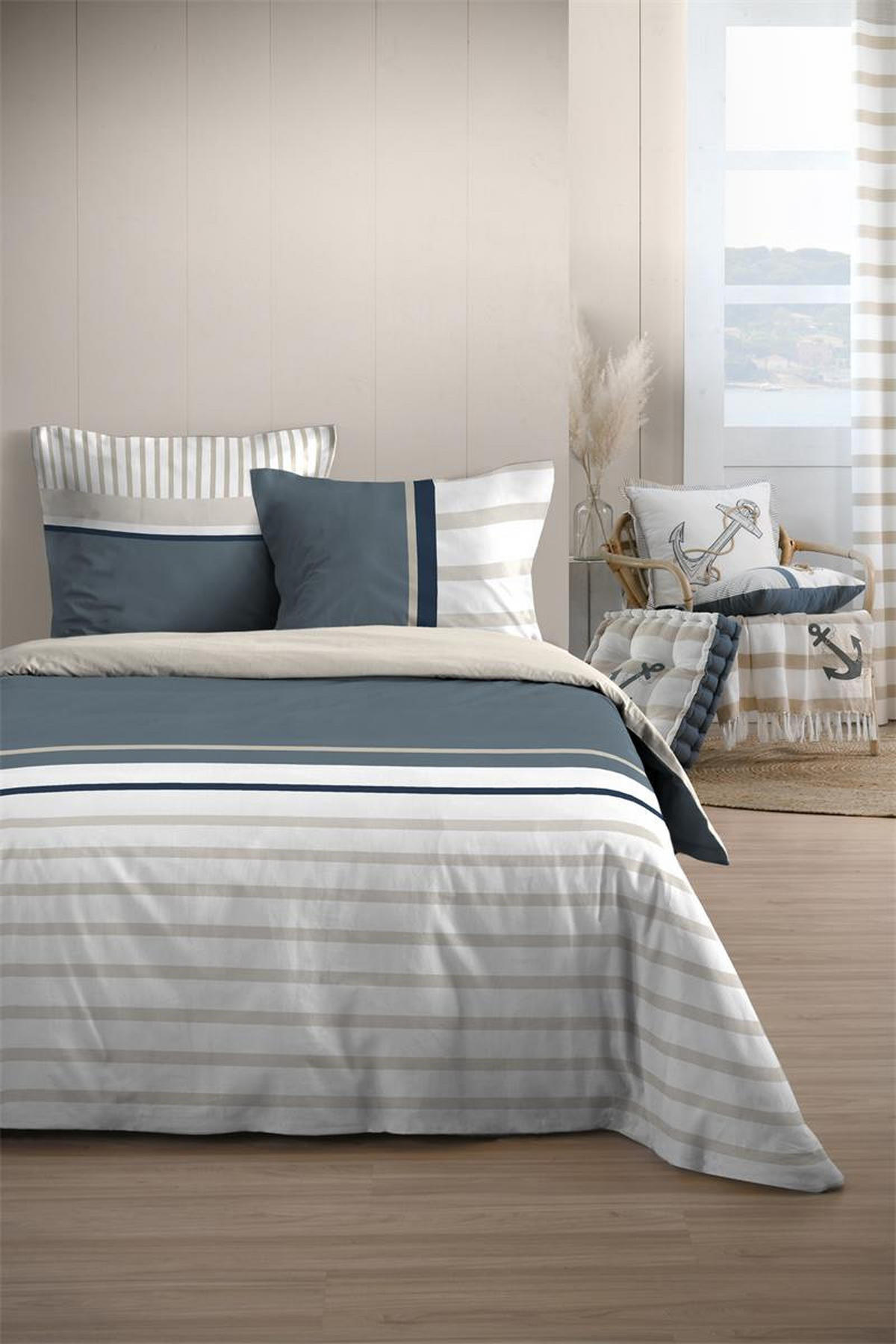 BETTWÄSCHE-SET Baumwolle Nutica 240/220 cm - Multicolor, Naturmaterialen (220/240cm)