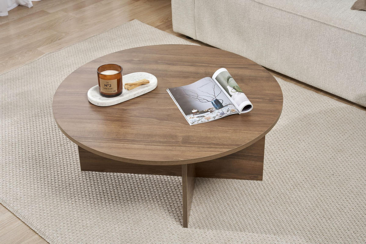 COUCHTISCH Soleil Nussbaum - Nussbaumfarben, Holz (90/90/40cm) - Habitat Garten