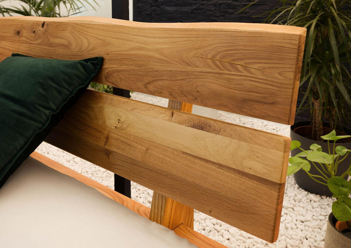 BETT Massivholz Wildeiche 160 x 200 x 85 natur BALKENMÖBEL #711 - Braun, Holz (160/200cm) - Massivmoebel24