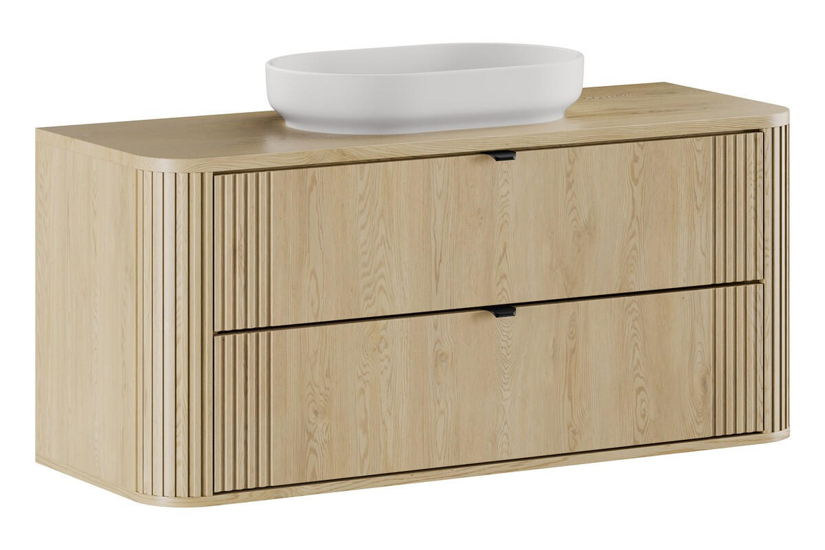 WASCHTISCHKOMBI 120 cm 3 Teile - Ovalia Cremona O BM408 in Cremona-Eiche - Eichefarben/Hellgrau, Holz/Keramik (120/54/46cm)