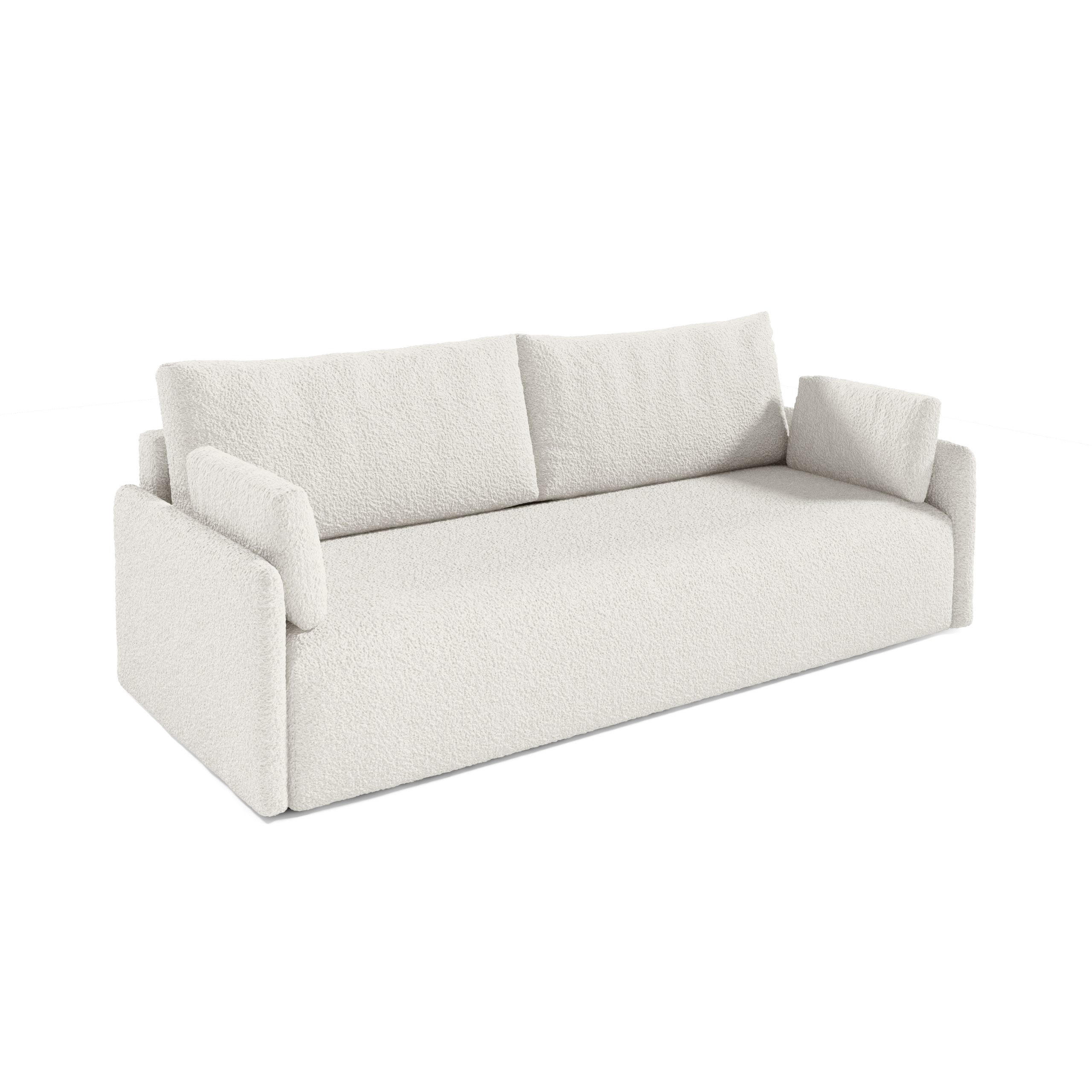 SOFA aus Bouclé-Stoff Femmo 4 Sitzer, Weiß - Weiß, Textil (86/91/205cm) - Fedve