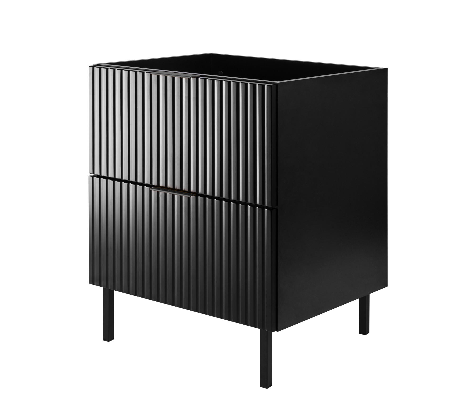 WASCHBECKUNTERSCHRANK, Schwarz, 60 x 77 x 46 cm, schwarzer Griff, schwarze Beine, ohne Arbeitsplatte - Schwarz, Holzwerkstoff (60/77/46cm) - 3XE LIVING