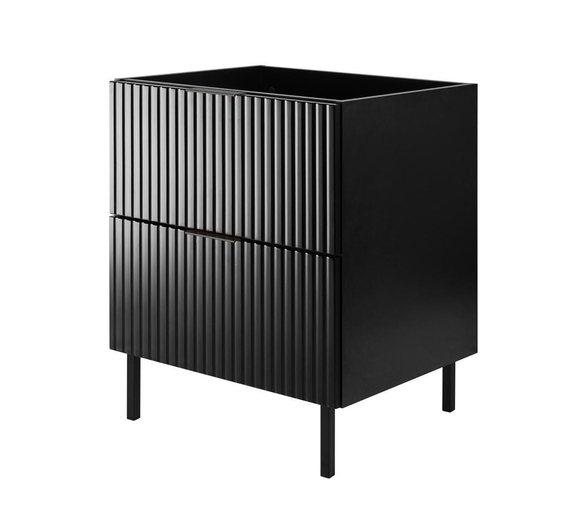 WASCHBECKUNTERSCHRANK, Schwarz, 60 x 77 x 46 cm, schwarzer Griff, schwarze Beine, ohne Arbeitsplatte - Schwarz, Holzwerkstoff (60/77/46cm) - 3XE LIVING