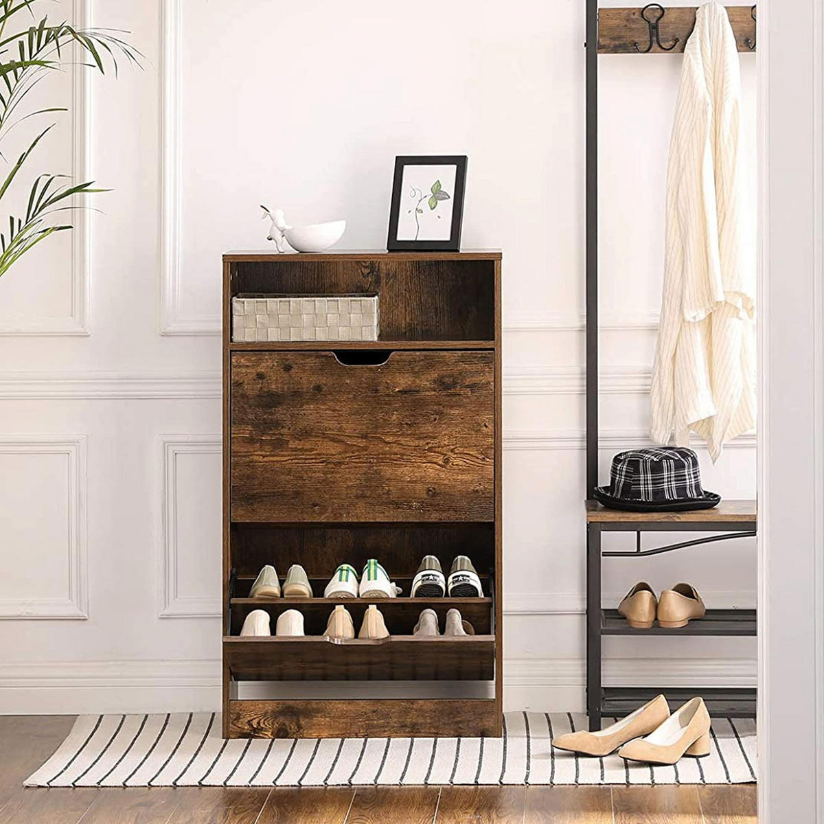 SCHUHSCHRANK - Braun, Holzwerkstoff (24/102/60cm) - Hansiro