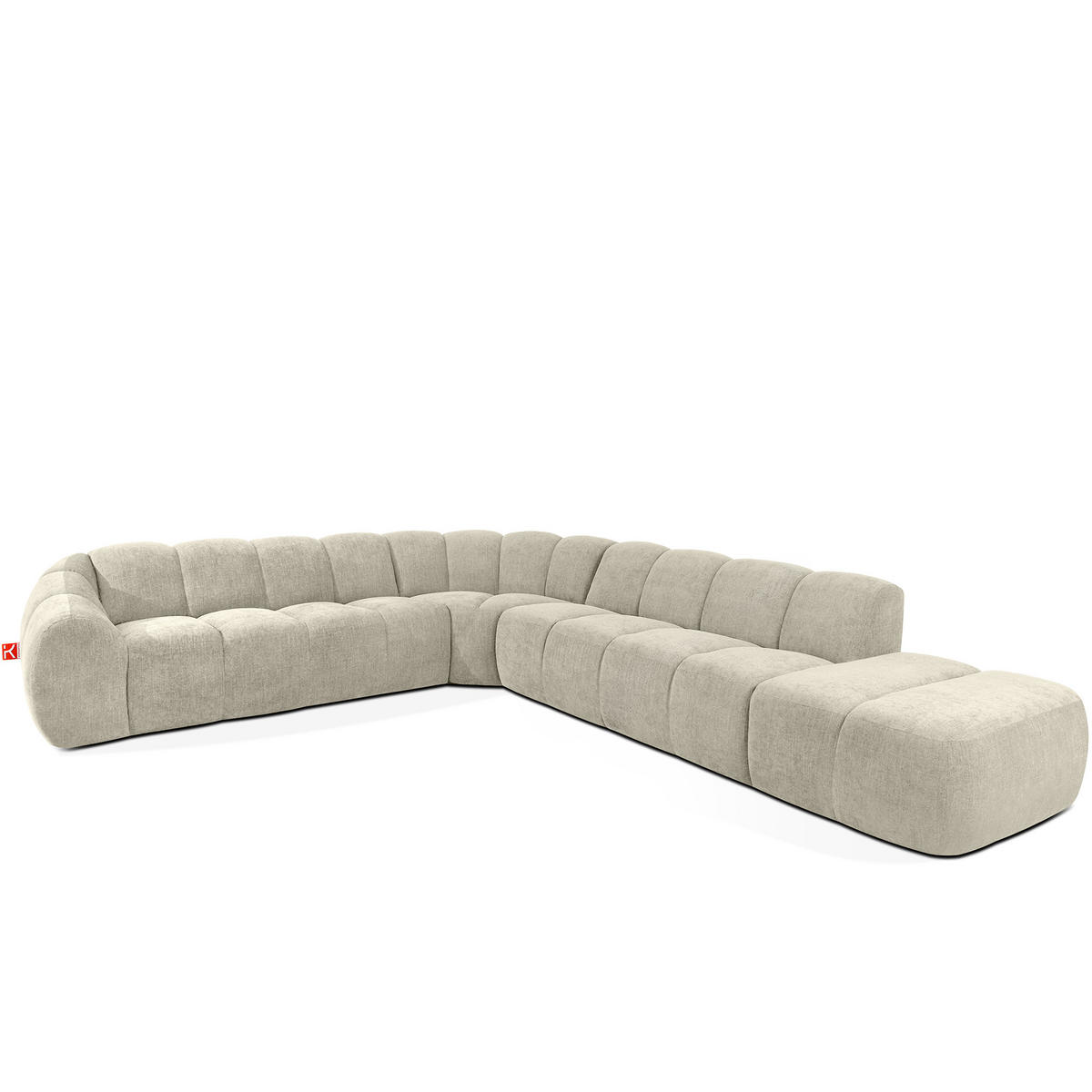 ECKSOFA RECHTS FLAVA, Ecru - Ecru, Holz/Holzwerkstoff (310/354cm) - KONSIMO®