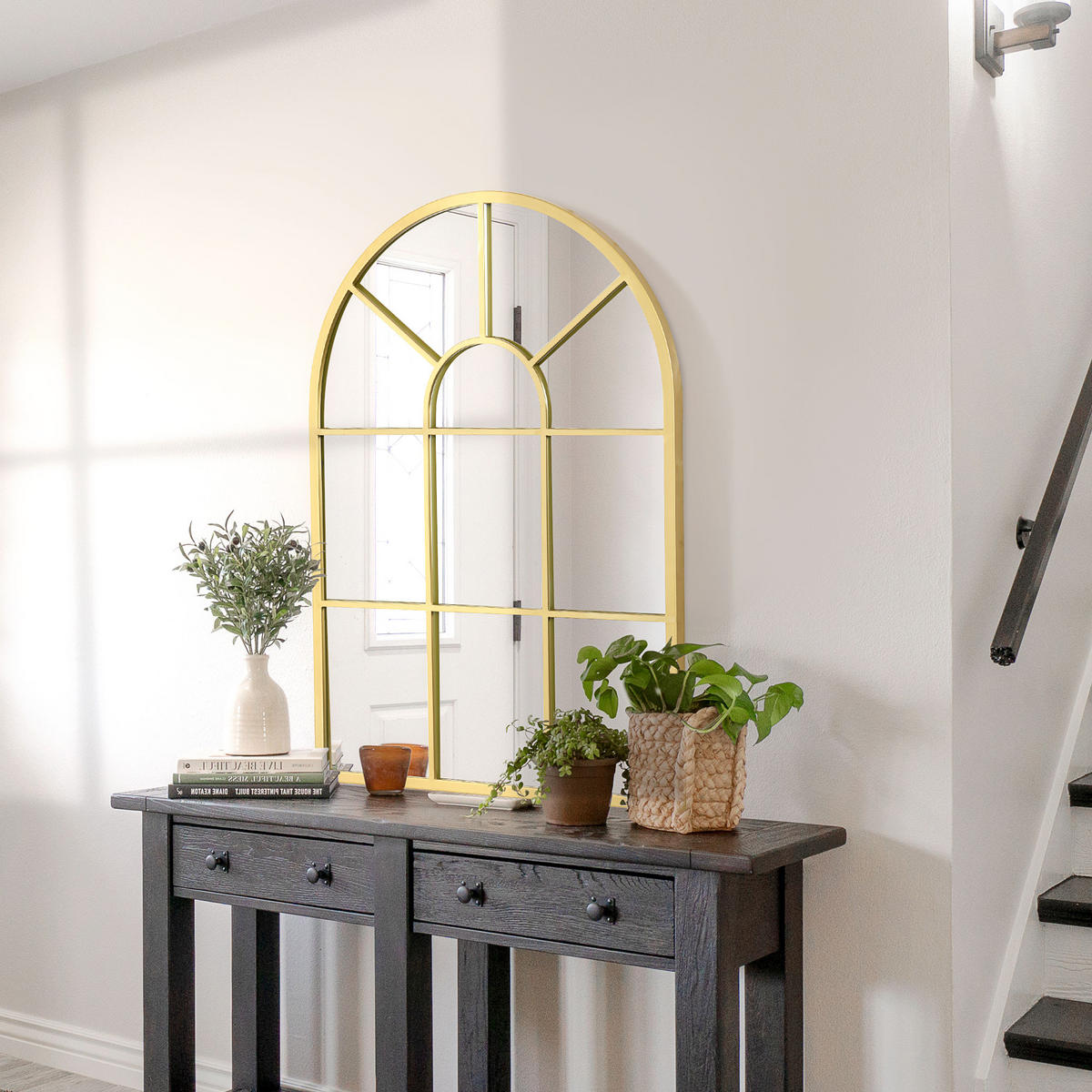 WANDSPIEGEL Fensterspiegel 70 x 50cm Flurspiegel mit Metallrahmen Gold - Goldfarben, Glas/Metall (2/50/70cm) - HOMCOM