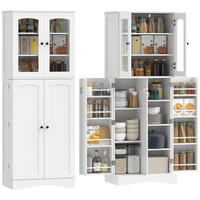 BUFFET DE-11343 Vitrine mit 4 Acryltüren & 8 Gewürzregalen Weiß - Weiß, Holzwerkstoff (40/162/60cm) - ComfortXL