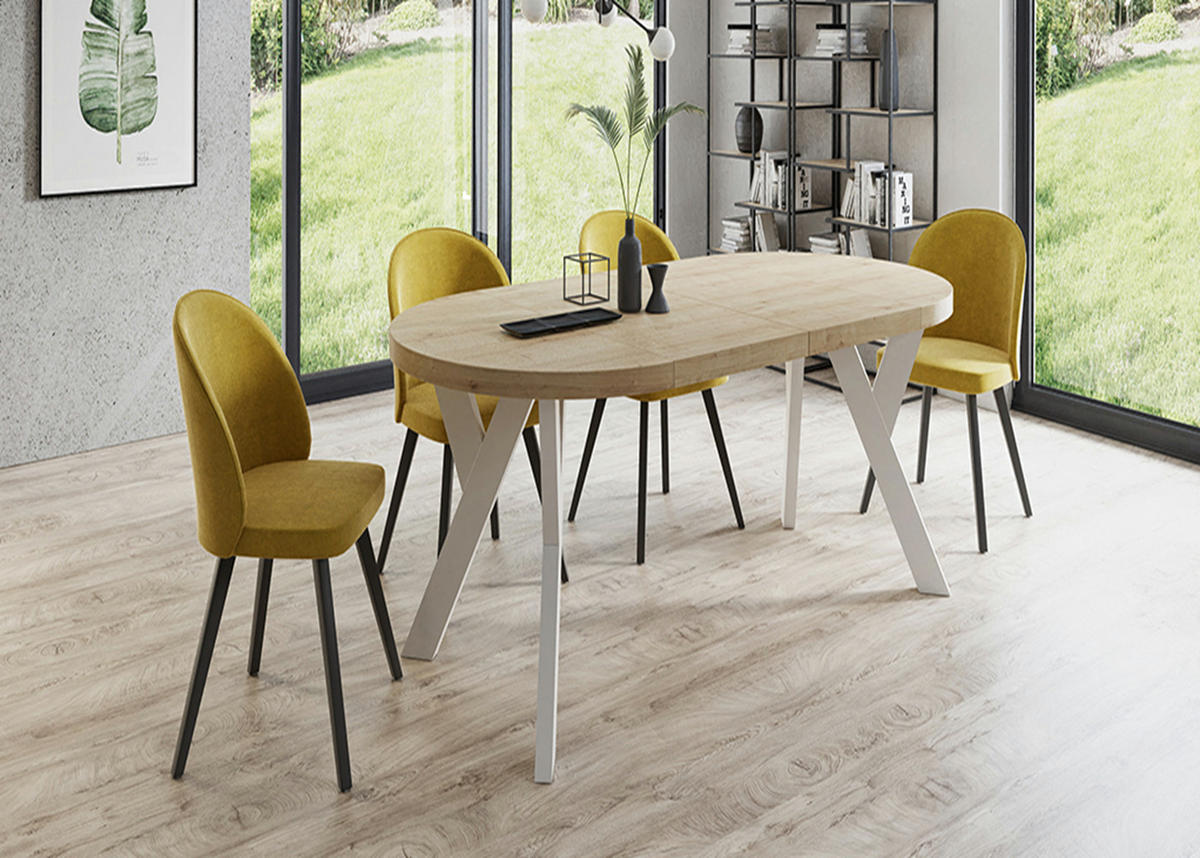 ESSTISCH Runder Ausziehbarer PERO 90/190, Eiche Craft Golden - Braun, Holz (190/90/77cm) - Dekori_Interiors